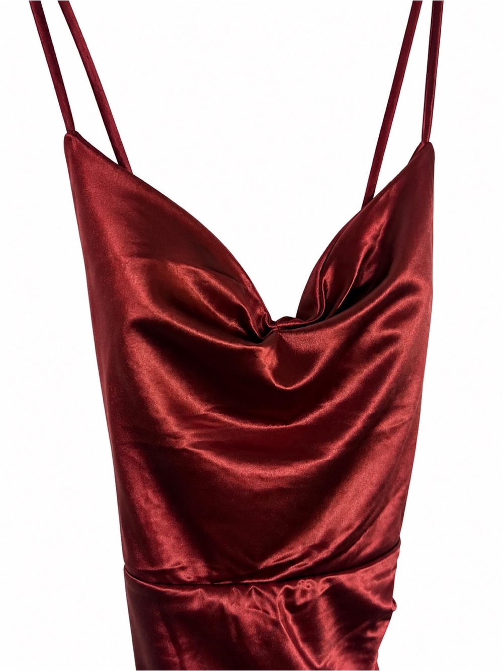 Satin Cowl Neck Slip Dress in Deep Wine